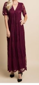 Burgundy Lace Maxi Dress